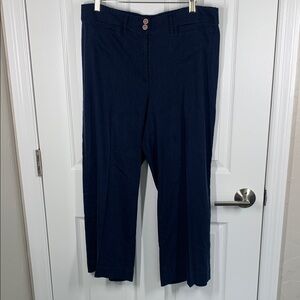 J Jill linen stretch pants navy blue, wide leg, crop, size medium